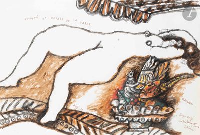un dessin représentant une femme allongée sur un lit avec un chat