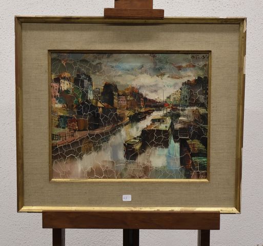 Olivier FOSS (1920-1914) « le canal ». Huile sur toile. Signée en...