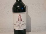 a bottle of wine on a table with a number on it