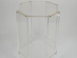 clear acrylic hexagonal table with a clear base
