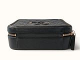 an image of a black leather case with a zipper