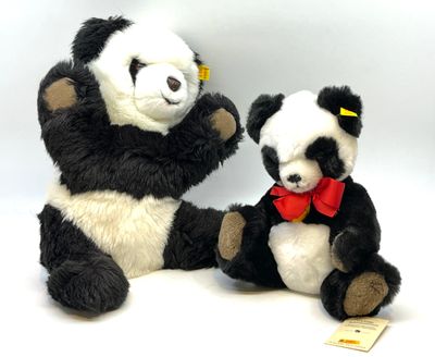 STEIFF. Panda et son bébé panda Petsy.