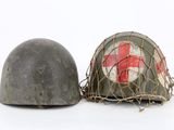 two helmets with a british flag on them sitting next to each other