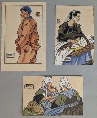 four different pictures of a man and a woman sitting on a bed