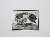 a black and white drawing of a man ' s face on the wall