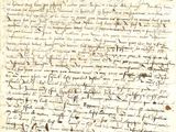 an old manuscript with writing on it and black ink