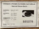 a picture of a sign on a table that says vase a poser en pierre naturelle natural stone basin