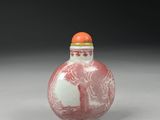 chinese red and white porcelain snuff bottle with dragon decoration