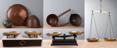 Ensemble d'ustensiles de confiseur en cuivre comprenant : - …