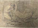 un vieux dessin représentant une femme nue assise sur un lit