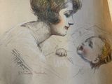 drawing of a woman holding a baby in her arms