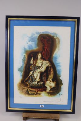 tableau représentant une femme assise sur une chaise avec un chien