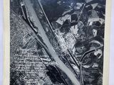 an old black and white photo of an aerial view of a city