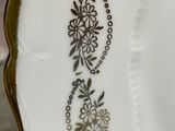 a close up of a plate with a flower design on it