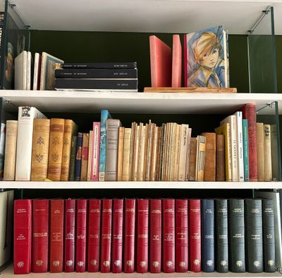 many books that are on the shelves in the room