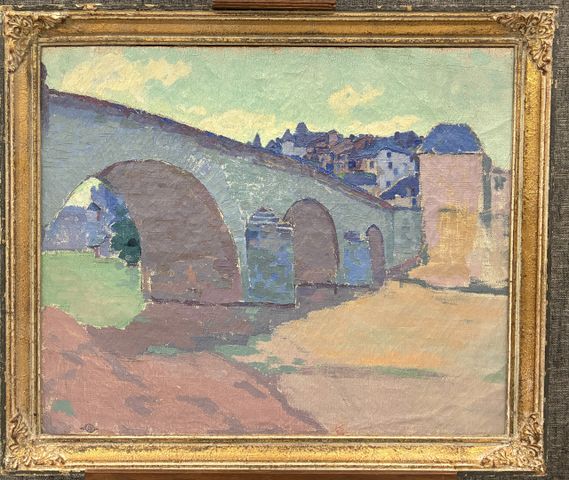 Gaston CANTIN (1881-1967) « le pont à Uzerche ». Huile sur toile....
