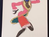 an image of a drawing of a woman in a colorful dress