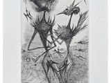 une image représentant un dessin en noir et blanc d'un homme avec des oiseaux sur la tête