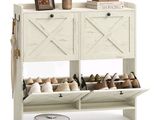 an image of a shoe rack with shoes on it
