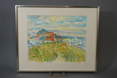 Simone Duval-Wenta 1934-2015. Aquarelle "Cabourg" signé et d…