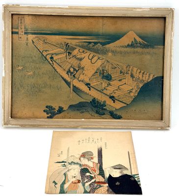 a picture of a picture of a boat and a picture of a cat