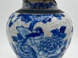 chinese blue and white porcelain jar with lid with birds and flowers