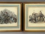 two framed pictures of a painting of a group of people in a field