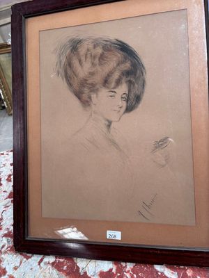 D'après Paul César HELLEU Femme au chapeau Lithographie port…