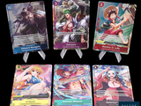 several cards of different characters are displayed on a black background