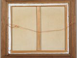 an image of a picture of a painting on a easel with a piece of paper taped to it