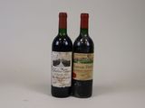 two bottles of wine sitting next to each other on a table
