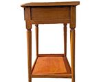 a small wooden table with a shelf underneath it