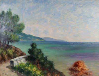 Auguste PEGURIER (1856-1936) Vue des côtes de la mer méditer…