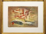 une image représentant un tableau représentant un bâtiment, dans un cadre doré