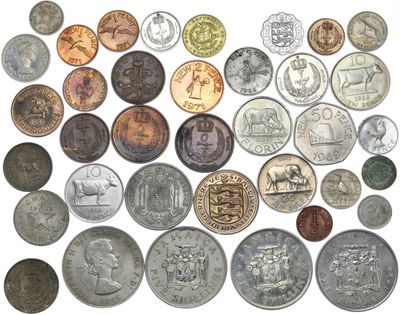 an image of a pile of coins on a white surface