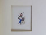 a painting on the wall above a bed in a bedroom