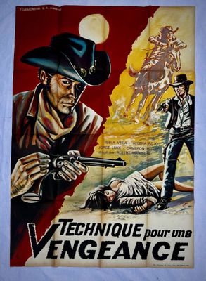 une affiche représentant un homme tenant une arme à feu à côté d'un homme mort