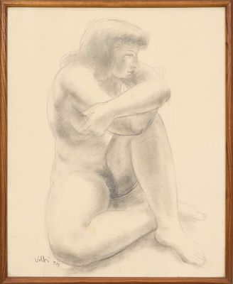 l'image d'un dessin d'une femme nue assise sur le sol