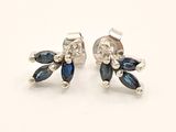 pair of blue sapphire and diamond earrings on a white background
