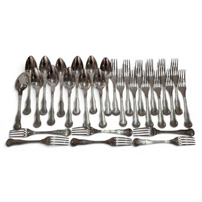 a lot of forks and spoons on the table