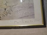 framed picture of a mountain scene with a person on a horse