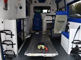 a small table in the back of an ambulance