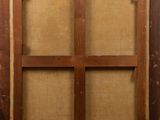 an old wooden window frame with a window pane in the middle