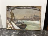 une image d'un tableau représentant un bateau sur l'eau