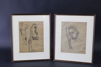 Jean SAINT-PAUL (1897-1974): "Études de nus", deux dessins, …