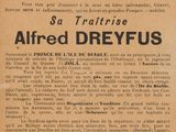 an old newspaper advertises the arrival of alfred dreyfus, the first president of the united states