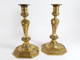 pair of antique brass candlesticks