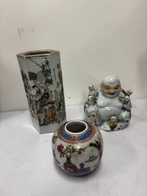 three vases that are sitting on a table