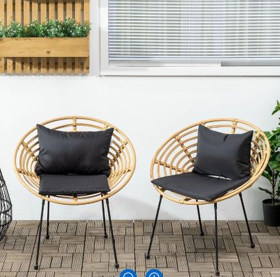 Lot de 2 chaises de jardin style colonial, en résine tressée…