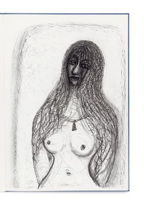 un dessin en noir et blanc représentant une femme aux cheveux longs